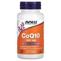 коэнзим Q10 с витамином E и подсолнечным лецитином, 30 капсул — NOW Foods