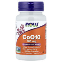 коэнзим Q10 с ягодами боярышника, 30 растительных капсул — NOW Foods