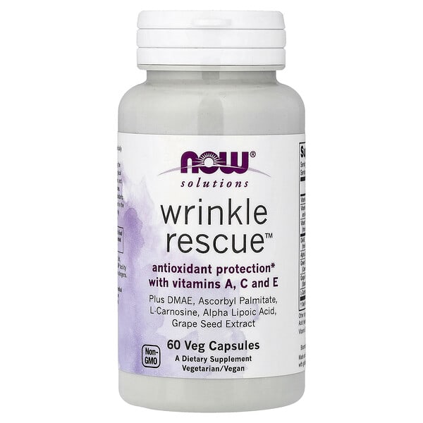 now03367_v_60.jpg Solutions, Wrinkle Rescue™, 60 растительных капсул — NOW Foods