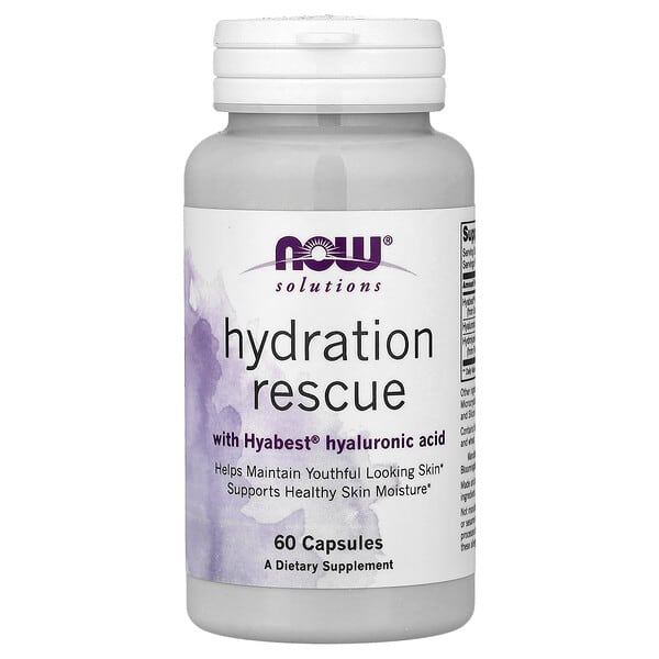 now03388_v_30.jpg Solutions, Hydration Rescue с гиалуроновой кислотой Hyabest®, 60 капсул — NOW Foods