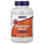 Мультивитамины EcoGreen, без железа, 180 растительных капсул — NOW Foods