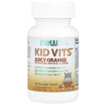 Kids, Kid Vits™, сочный апельсин, 60 жевательных таблеток — NOW Foods