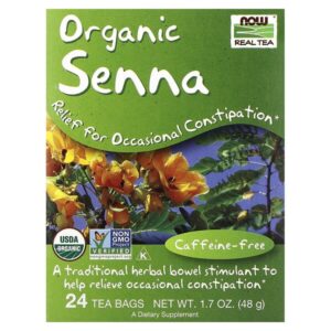 Real Tea, органический чай сенна, без кофеина, 24 чайных пакетика, 48 г (1,7 унции) — NOW Foods