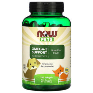 Pets, омега-3 для собак и кошек, отличный рыбный вкус, 180 мягких таблеток, 252 г (8,9 унции) — NOW Foods