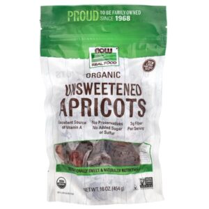 Органический несладкий абрикос, 454 г (16 унций) — NOW Foods