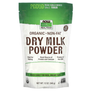Real Food, органическое обезжиренное сухое молоко 340 г (12 унций) — NOW Foods