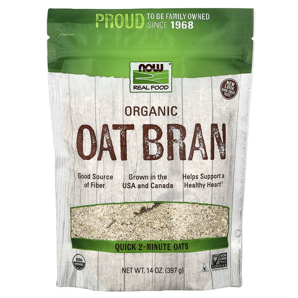 now05951_v_20.jpg Real Food, органические овсяные отруби, 397 г (14 унций) — NOW Foods