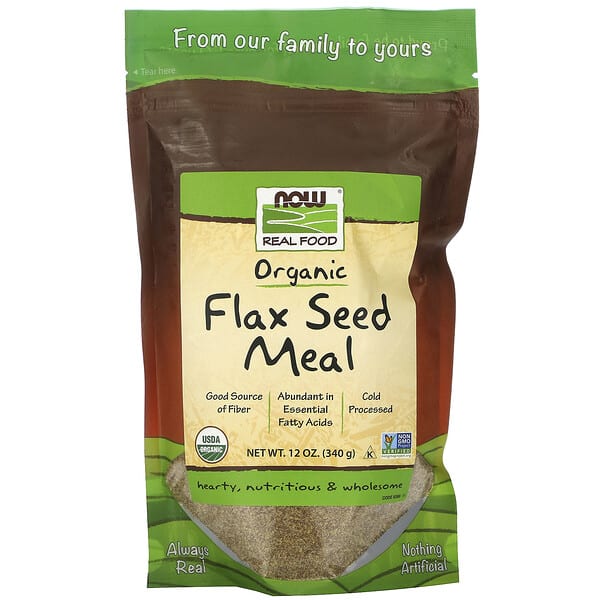 now06266_v_9.jpg Real Food, органическая мука из семян льна, 340 г (12 унций) — NOW Foods