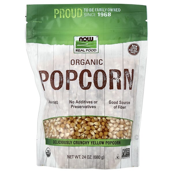 now06306_v_21.jpg Real Food, органический попкорн, 680 г (1,5 фунта) — NOW Foods