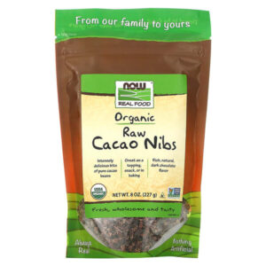 Real Food, органические сырые ядра какао-бобов, 227 г (8 унций) — NOW Foods