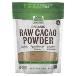Real Food, органический необработанный какао-порошок, 340 г (12 унций) — NOW Foods