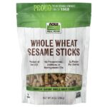 Real Food, палочки из цельной пшеницы и кунжута, 9 унций (255 г) — NOW Foods