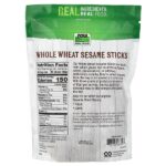 Real Food, палочки из цельной пшеницы и кунжута, 9 унций (255 г) — NOW Foods — изображение 2