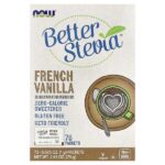 BetterStevia®, низкокалорийный подсластитель, французская ваниль, 75 пакетиков по 1 г (0,035 унции) — NOW Foods