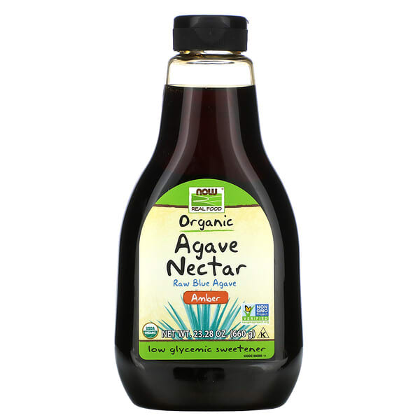 now06909_v_13.jpg Real Food, нектар органической агавы, янтарь, 23,28 унций (660 г) — NOW Foods
