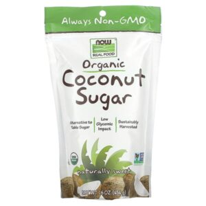 Real Food, органический кокосовый сахар, 16 унций (454 г) — NOW Foods