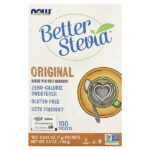Better Stevia®, низкокалорийный подсластитель, оригинальный вкус, 100 пакетиков, 100 г (3,5 унции) — NOW Foods