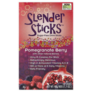 Real Food, Slender Sticks™, со вкусом граната и ягод, 12 стиков по 4 г (0,14 унции) — NOW Foods