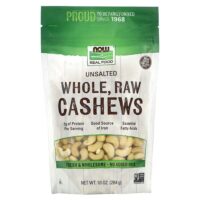 Real Food, цельные сырые кешью, несоленые, 284 г (10 унций) — NOW Foods