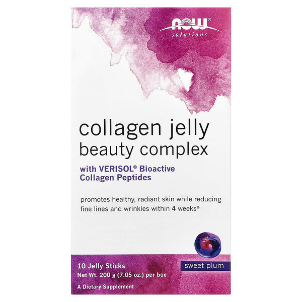 now07881_v_43.jpg Solutions, Collagen Jelly Beauty Complex, сладкая слива, 10 желейных палочек, 20 г (0,705 унции) — NOW Foods