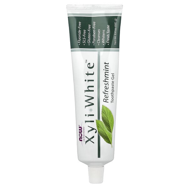 now08090_v_53.jpg Solutions, XyliWhite™, зубная паста-гель, освежающая мята, 181 г (6,4 унции) — NOW Foods