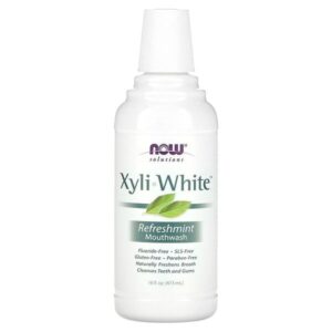 Solutions, XyliWhite, ополаскиватель для рта, без фтора, освежающая мята, 473 мл (16 жидк. унций) — NOW Foods