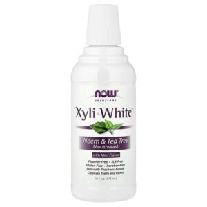 Solutions, XyliWhite™, ополаскиватель для рта, ним и чайное дерево с мятой, 473 мл (16 жидк. унций) — NOW Foods