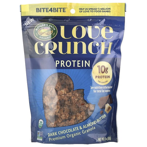 npa25133_v_2.jpg Love Crunch®, протеин, органическая гранола премиального качества, темный шоколад и миндальное масло, 312 г (11 унций) — Nature's Path
