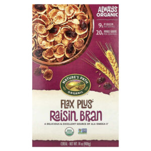 Organic, Flax Plus, хлопья, отруби с изюмом, 400 г (14 унций) — Nature's Path