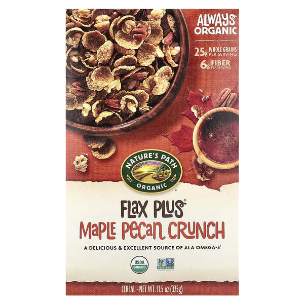 npa77143_v_44.jpg Organic Flax Plus®, хлопья с кленовым пеканом, 325 г (11,5 унции) — Nature's Path
