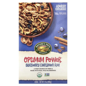 органические хлопья Optimum Power®, голубика и корица, 400 г (14 унций) — Nature's Path