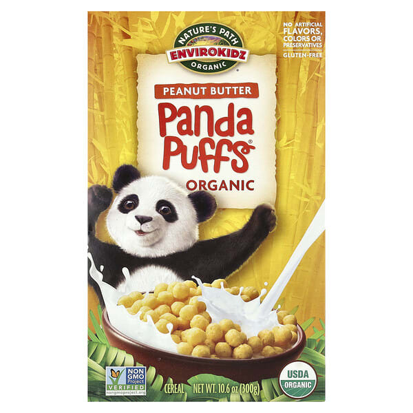 npa86004_v_49.jpg EnviroKidz, органические хлопья Panda Puffs®, арахисовая паста, 300 г (10,6 унции) — Nature's Path