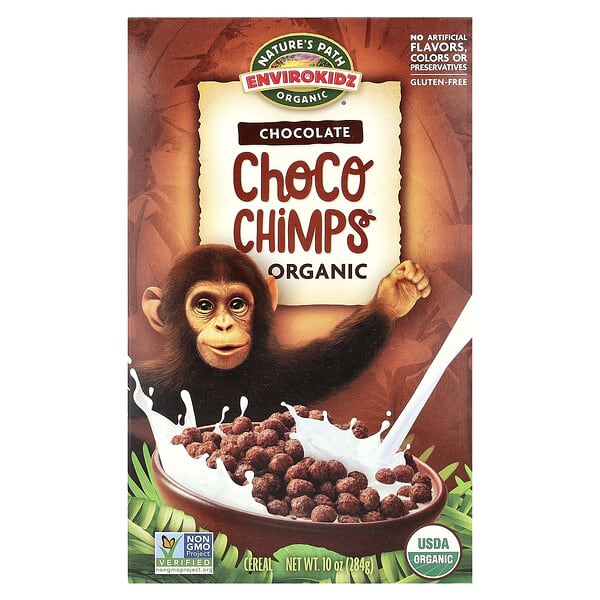 npa87024_v_46.jpg EnviroKidz, Organic Choco Chimps®, со вкусом шоколада, 284 г (10 унций) — Nature's Path