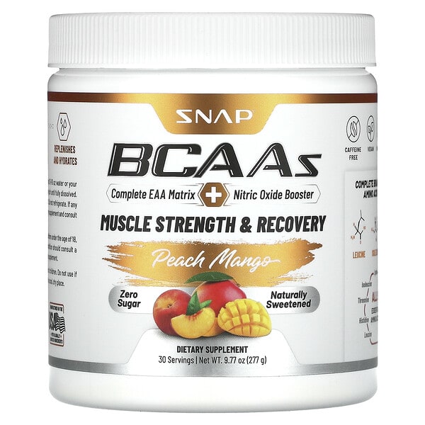 npp25305_v_16.jpg BCAA, со вкусом персика и манго, 277 г (9,77 унции) — Snap Supplements