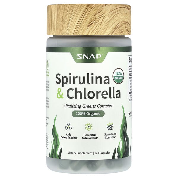 npp25340_v_30.jpg Спирулина и хлорелла, 120 капсул — Snap Supplements