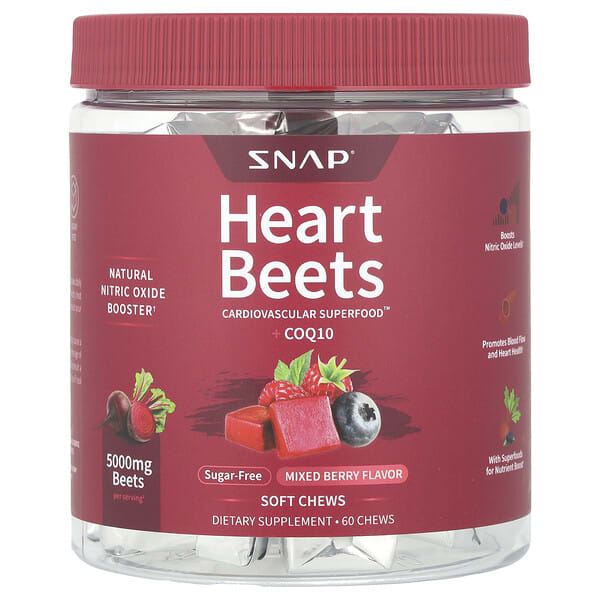 npp25374_v_8.jpg Heart Beets + CoQ10, ягодное ассорти, 60 жевательных таблеток — Snap Supplements