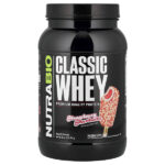 Classic Whey Protein, клубничное песочное печенье, 907 г (2 фунта) — NutraBio
