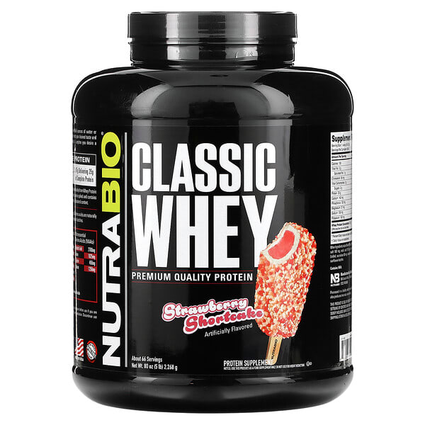 nrb21111_v_8.jpg Classic Whey Protein, клубничное песочное печенье, 2268 г (5 фунтов) — NutraBio