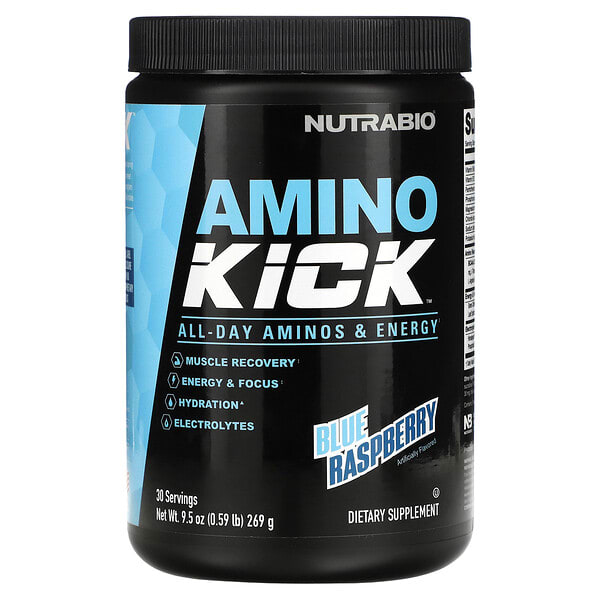 nrb21740_v_8.jpg Amino Kick, голубая малина, 269 г (0,59 фунта) — NutraBio