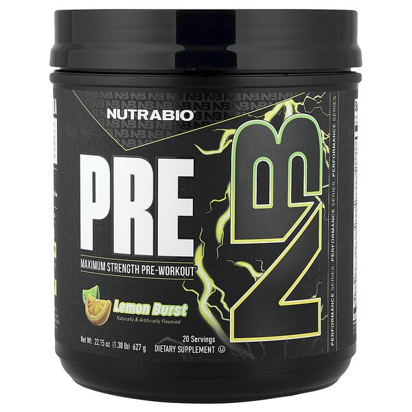 nrb21997_v_8.jpg PRE-Workout, предтренировочный комплекс, лимонный взрыв, 627 г (1,38 фунта) — NutraBio