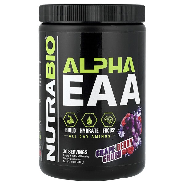 nrb26920_v_40.jpg Alpha EAA, незаменимые аминокислоты, со вкусом винограда и ягод, 444 г (0,98 фунта) — NutraBio