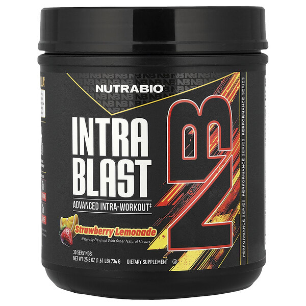 nrb27060_v_49.jpg Intra Blast, усовершенствованная добавка для тренировок, со вкусом клубничного лимонада, 734 г (1,61 фунта) — NutraBio