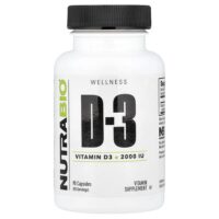Витамин D-3, 2000 МЕ, 90 капсул — NutraBio