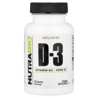 Витамин D-3, 5000 МЕ, 90 капсул — NutraBio