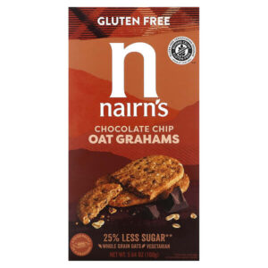 Oat Grahams, Без глютена, шоколадная стружка, 5,64 унции (160 г) — Nairn's