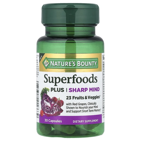nrt01663_v_9.jpg Superfoods Plus Sharp Mind, суперфуды, 30 капсул — Nature's Bounty
