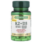 витамины K2 и D3, 60 растительных капсул — Nature's Bounty
