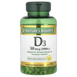 D3, 50 мкг (2000 МЕ), 240 капсул с быстрым высвобождением — Nature's Bounty