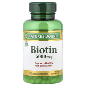биотин, 5000 мкг, 150 капсул с быстрым высвобождением — Nature's Bounty