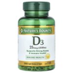 D3, Immune Health, 25 мкг (1000 МЕ), 350 мягких таблеток с быстрым высвобождением — Nature's Bounty